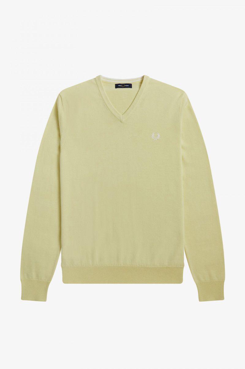 Green Fred Perry Classic V-Neck Jumper Men's Knitwear | PH 1295XYUF